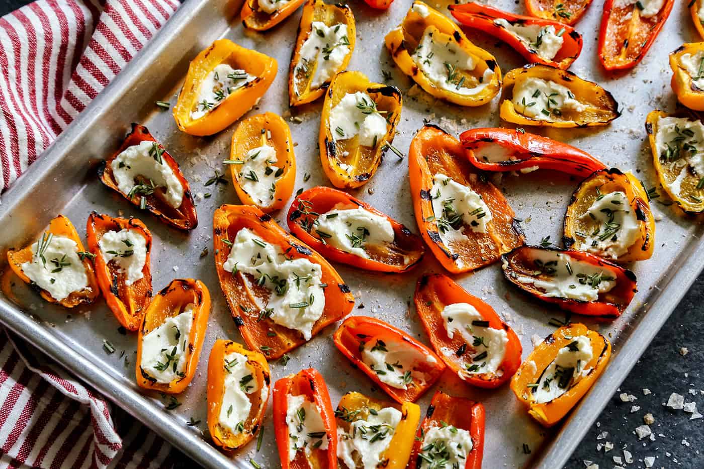 Fresh Herbs or Not: Grilled Goat Cheese Peppers for Any Season